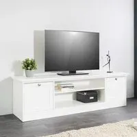 Country TV Stand with 2 Doors - White