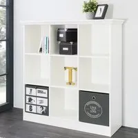 Country Wide Small Bookcase with 9 Compartments - White