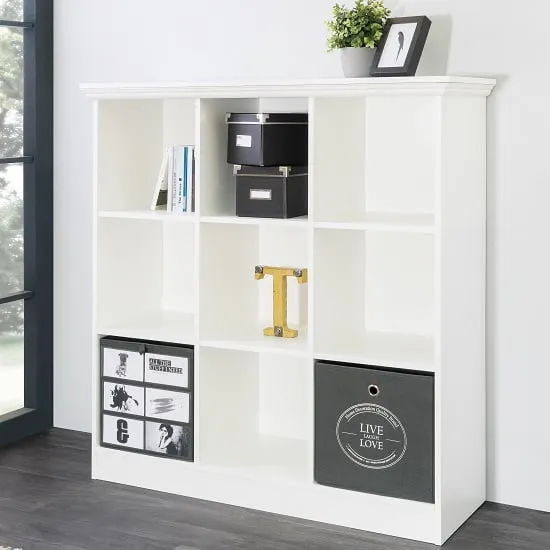 Country Wide Small Bookcase with 9 Compartments - White image