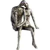 Couple Poly Edges Seater Sculpture - Antique Silver