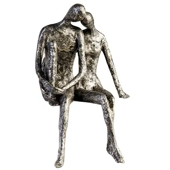 Couple Poly Edges Seater Sculpture - Antique Silver