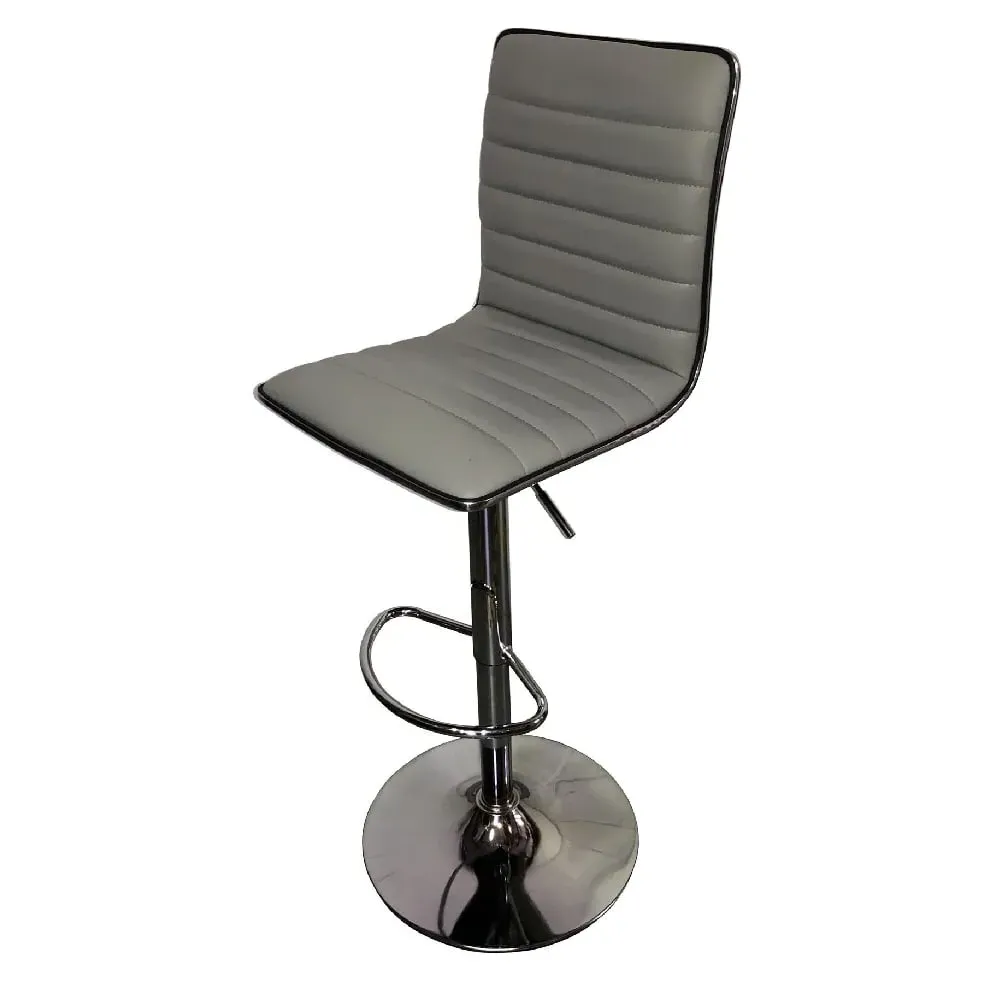 Coventry Faux Leather Bar Stool with Chrome Base - Grey image