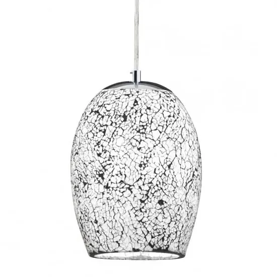 Crackle Oval Pendant Light - White, Glass image