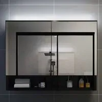 Cranbrook Mirrored Cabinet with LED - Black, MDF