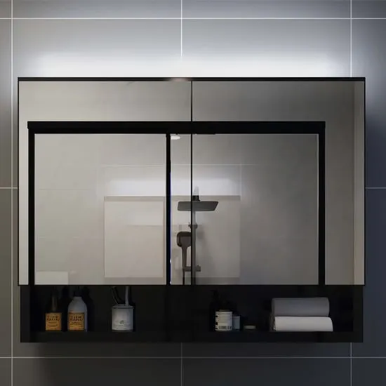 Cranbrook Mirrored Cabinet with LED - Black, MDF image