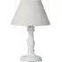 Crania Wooden Table Lamp with Beige Shade - White