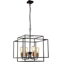 Crate 4 Light Pendant Light - Black, Steel