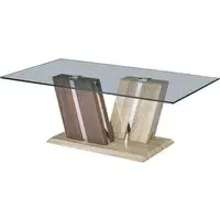 Craven Coffee Table - Clear Glass, Oak