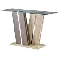 Craven Console Table - Clear Glass, Oak