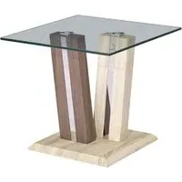 Craven End Table - Clear Glass, Oak