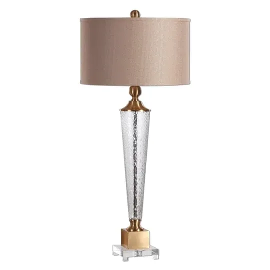 Credera Textured Glass Table Lamp - Brushed Brass image