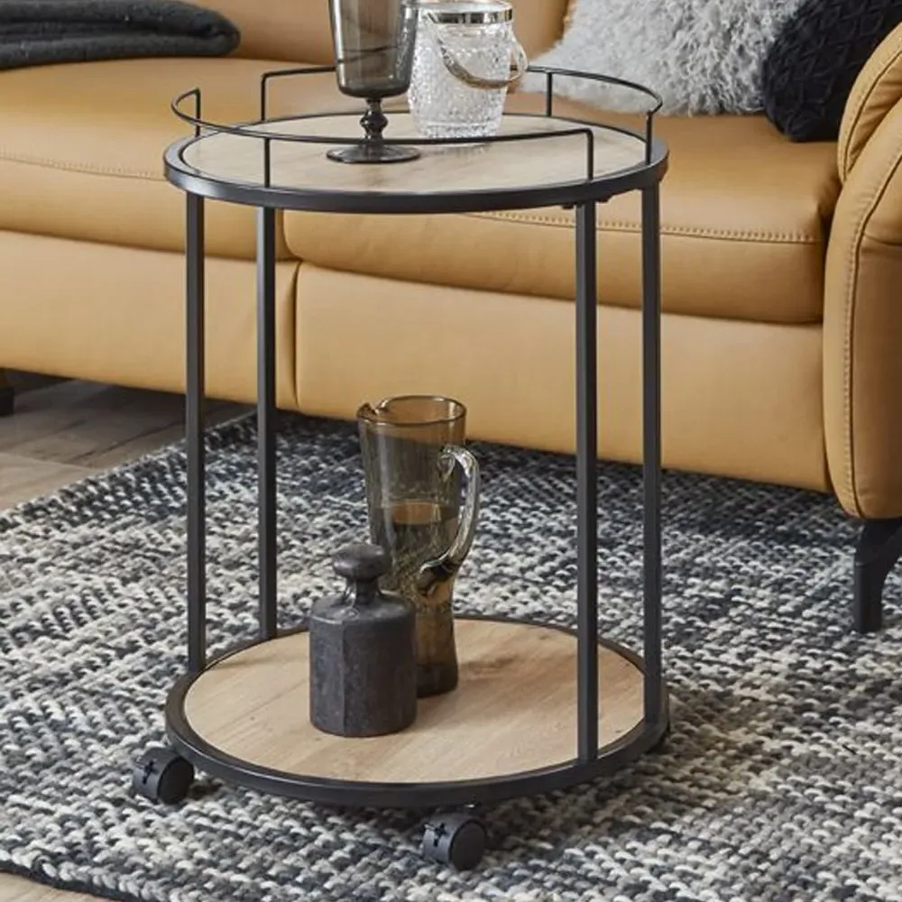 Creek Drinks Serving Trolley - Oak, Black