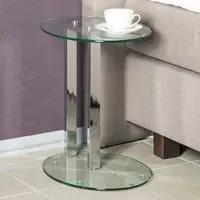 Creek Round Glass Side Table - Clear, Chrome
