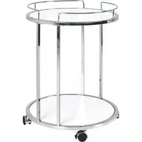 Creek Round Side Table with Castors - White, Chrome