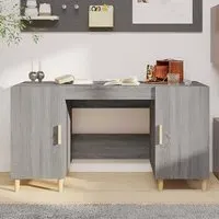 Cress Computer Desk with 2 Doors - Grey, Sonoma Oak