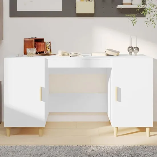 Cress Computer Desk with 2 Doors - White, Engineered Wood