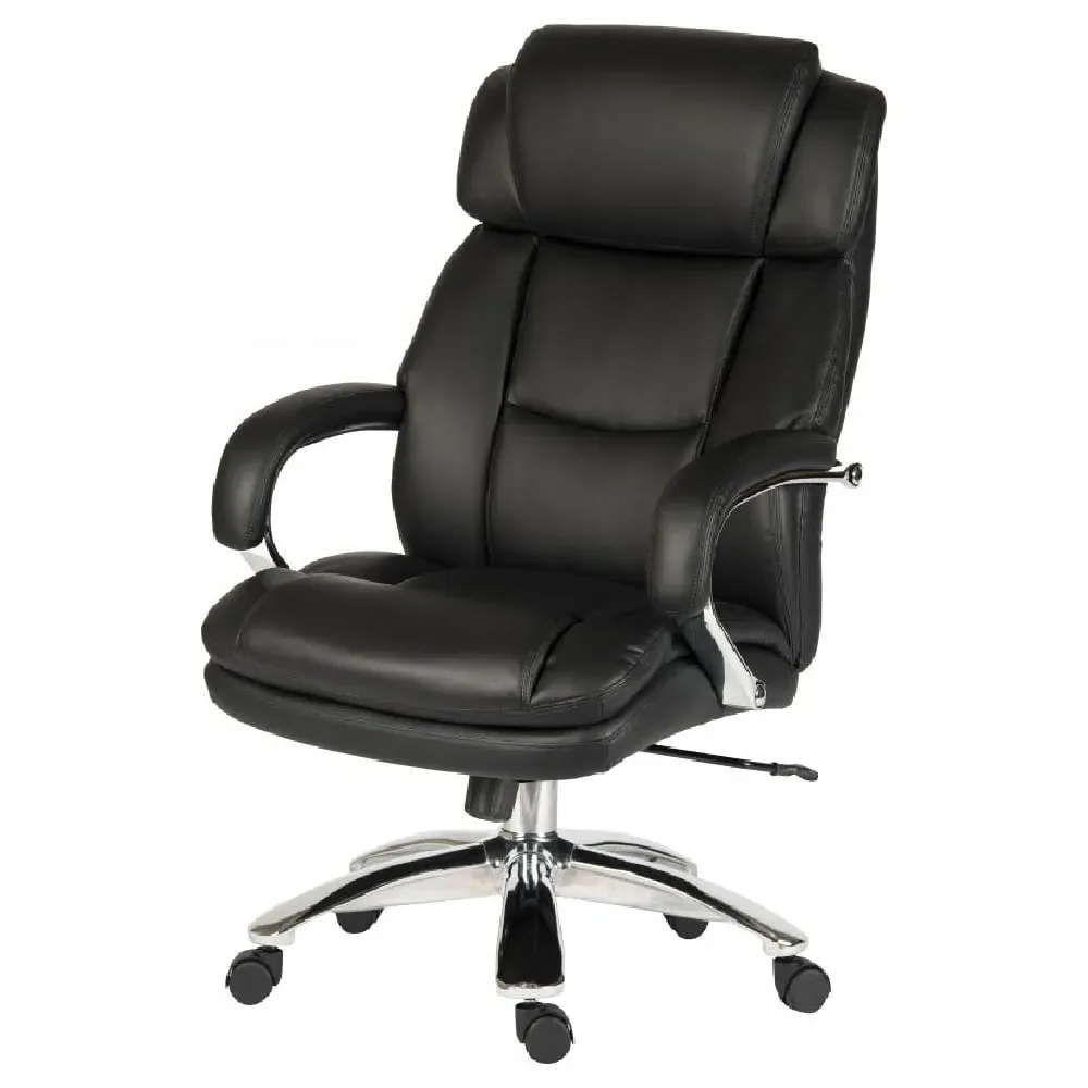 Crete Office Chair with Gas Lift - Black, Leather