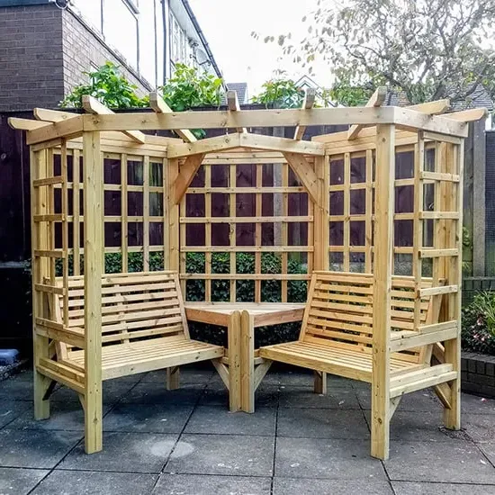 Cretone Corner Garden Seating Shelter - Natural image
