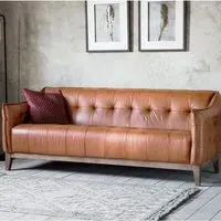 Crevan 3-Seater Sofa with Oak Legs - Mellow Brown, Leather