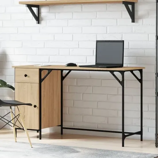 Crewe Laptop Desk with Storage - Sonoma Oak
