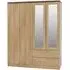 Crieff 4-Door Mirrored Wardrobe with 2 Drawers - Oak
