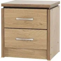 Crieff Bedside Cabinet with 2 Drawers - Oak, Walnut