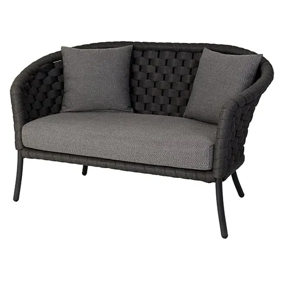 Crod 2-Seater Garden Sofa with Cushion - Dark Grey, Fabric