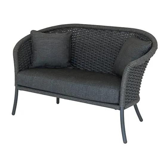 Crod 2-Seater Garden Sofa with Cushion - Grey, Rattan