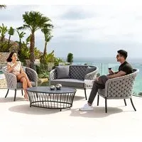 Crod 2-Seater Sofa Set with Coffee Table - Light Grey, Olefin