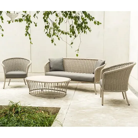 Crod 3-Seater Sofa Set with Coffee Table - Beige, Olefin image