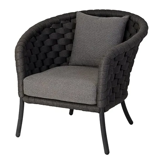 Crod Curved Outdoor Lounge Chair with Cushion - Dark Grey image