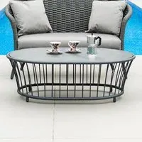 Crod Garden Coffee Table with Aluminium Frame - Grey, Wood