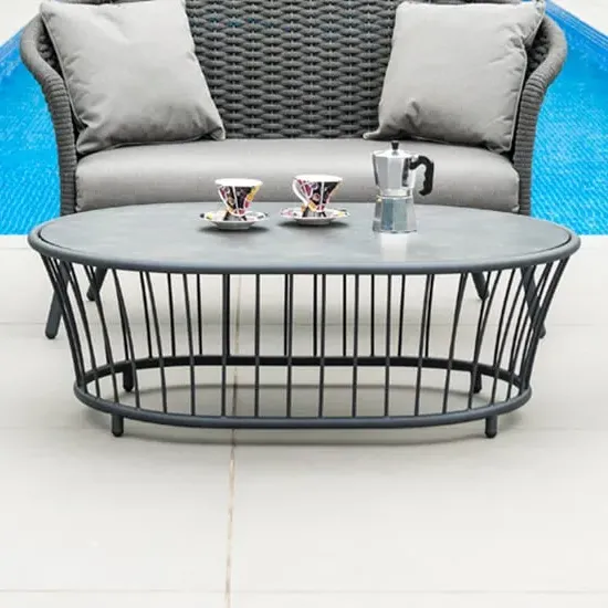 Crod Garden Coffee Table with Aluminium Frame - Grey, Wood image