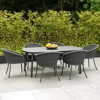 Crod Outdoor Dining Table with 6 Chairs - Grey, Roble