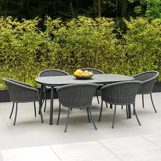 Crod Outdoor Dining Table with 6 Chairs - Grey, Roble