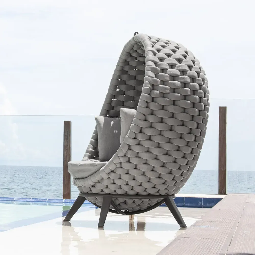 Crod Rattan Outdoor Chair with Cushion - Grey