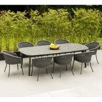 Crod Rectangular Dining Table Set with 8 Chairs - Grey, Roble
