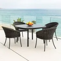Crod Round Outdoor Dining Set with 4 Chairs - Grey, HPL