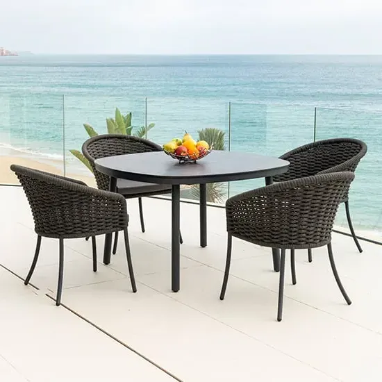 Crod Round Outdoor Dining Set with 4 Chairs - Grey, HPL