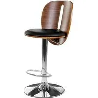 Crofton Bar Chair with Adjustable Height - Black, Faux Leather