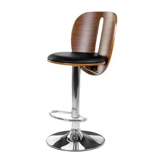 Crofton Bar Chair with Adjustable Height - Black, Faux Leather