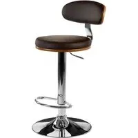 Crofton Round Bar Chair with Adjustable Height - Brown, Leather