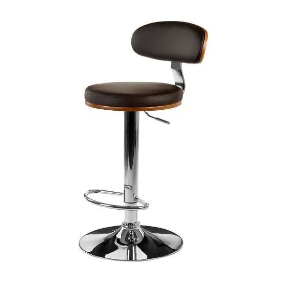 Crofton Round Bar Chair with Adjustable Height - Brown, Leather image