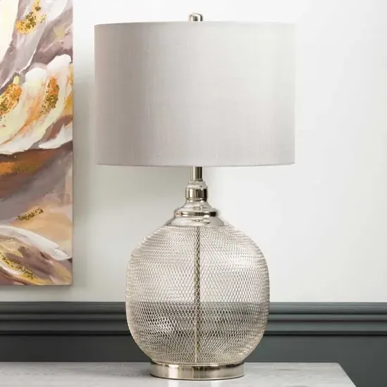 Crosby Wire Mesh Base Table Lamp - Dark Grey, Chrome