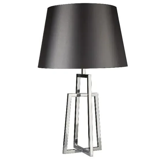 Crossed Frame Table Lamp with Tapered Shade - Black, Chrome