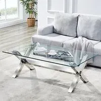 Crossley Coffee Table - Clear Glass, Stainless Steel