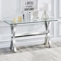Crossley Console Table - Clear Glass, Stainless Steel