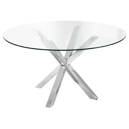 Crossley Round Dining Table - Clear Glass, Stainless Steel image