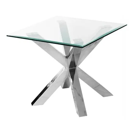 Crossley Square Lamp Table - Clear Glass, Stainless Steel image