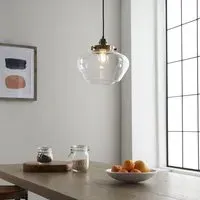 Crowley Clear Glass Pendant Ceiling Light - Antique Brass